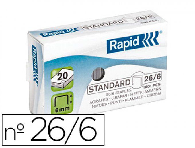 RAPID agrafes 26/6 boîte 1000 unités.
