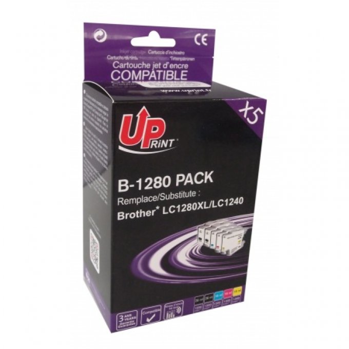 UPRINT B-1280 2BK/C/M/Y PACK 5 CARTOUCHES COMPATIBLES AVEC BROTHER LC-1280