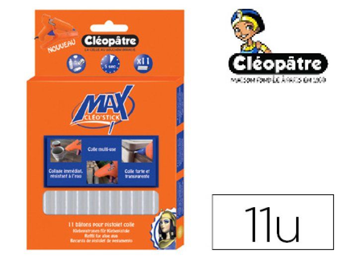 COLLE CLEOPATRE Colle transparente  cléo stick max pour pistolet colle cléo gun max