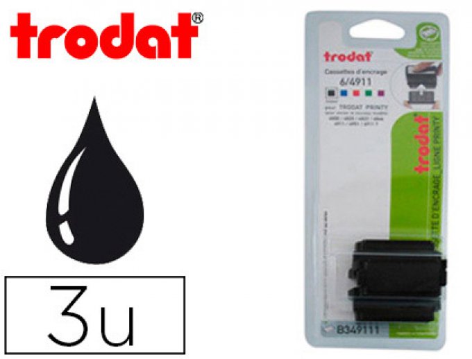 Recharge tampon trodat 4800/4820/4822a/4822b/4822c/4846/4911/4911t/4951 noir 3 unités.