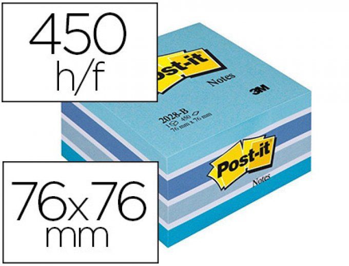  Bloc-notes cube POST-IT 76x76mm 450f repositionnables coloris light relax.