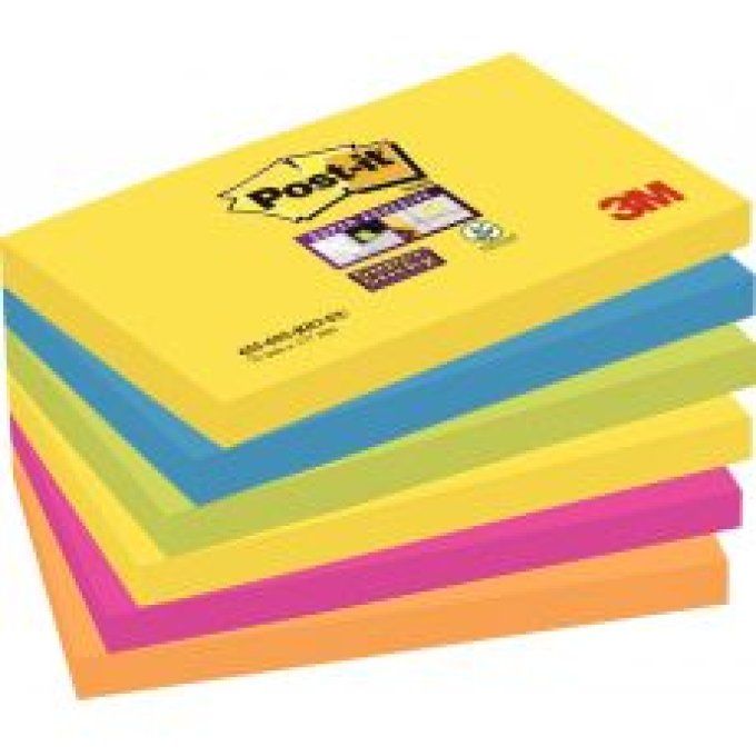  6 blocs de 90 feuilles Super Sticky POST-IT , 76 x 127 mm, couleurs Rio de Janeiro