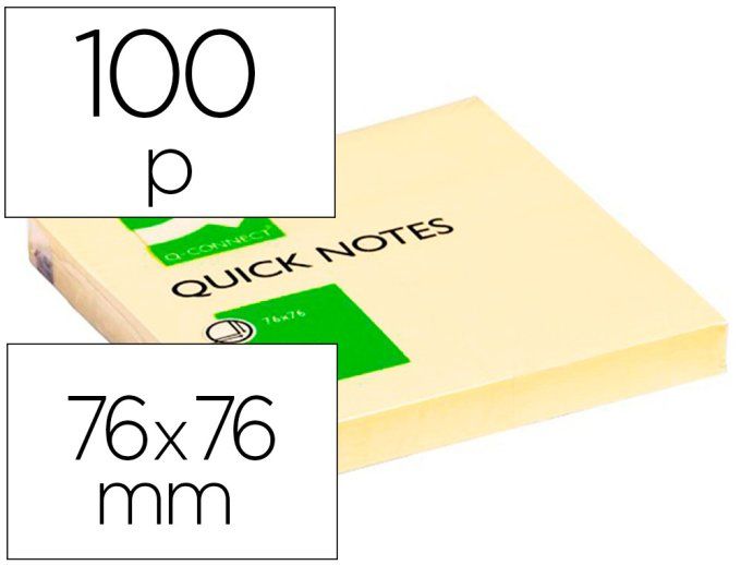  12 Blocs-notes Q-CONNECT quick notes 76x76mm bloc 100f repositionnables coloris jaune.