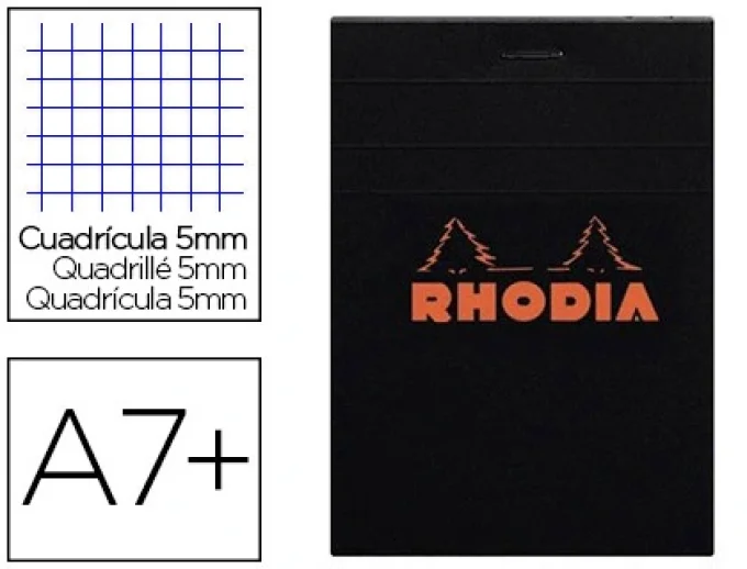 Bloc bureau rhodia a7+ papier vélin surfin couverture enduite enveloppante 85x120mm 80f détachables 