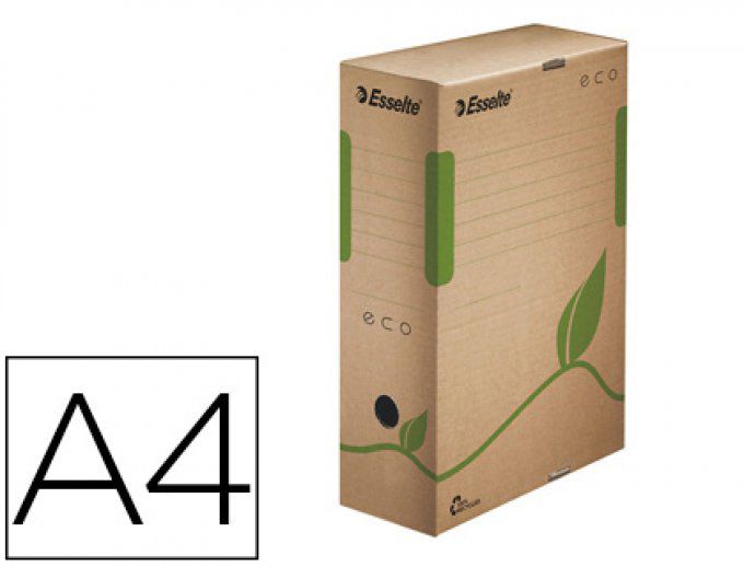 Boîte archives ESSELTE carton brun éco 233x327mm dos 80mm impression encres écologiques livrée plat