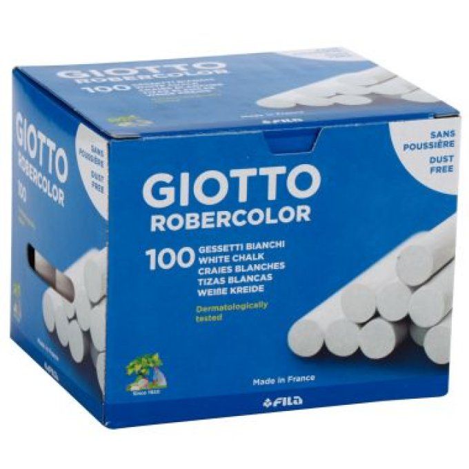 GIOTTO Boîte de 100 craies cylindriques Robercolor blanc