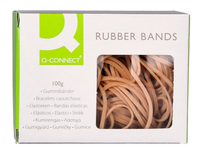 Bracelet caoutchouc q-connect n.15 150x3mm boîte fenêtre de 100g.