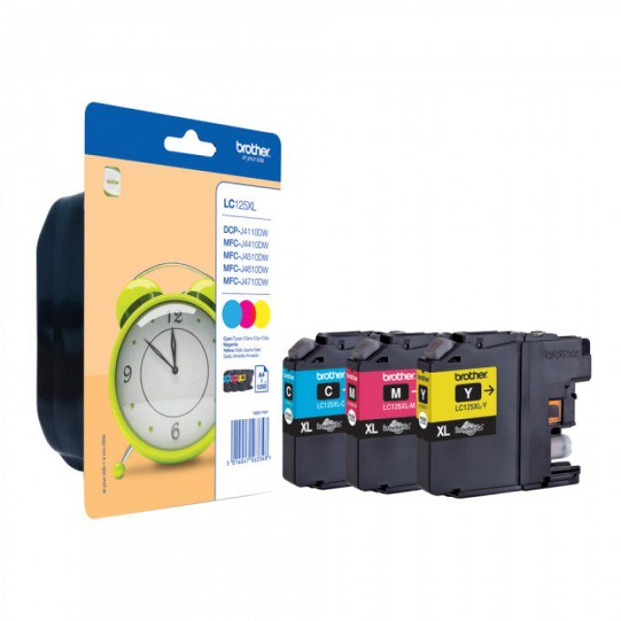 BROTHER Pack 3 cartouches Encre LC125XL couleur C,M,Y Haute Capacité