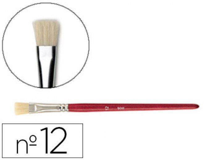 Brosse plate CLEOPATRE nº12 soie de porc bois fsc vernis protecteur.