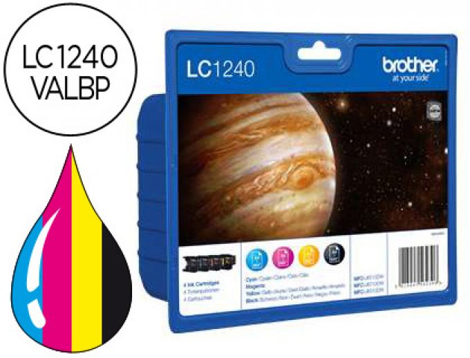 BROTHER Pack 4 encres LC1240 Cyan, Magenta, Jaune,Noir 4 X 600 pages.