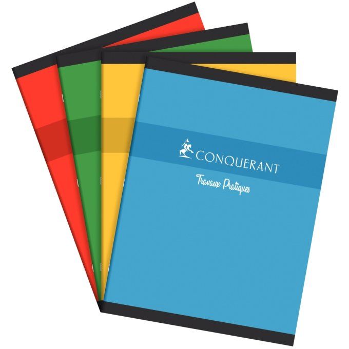 Cahier travaux pratiques CONQUERANT, piqûre 96 pages, format 24x32 cm, seyès 70g / uni 90g,