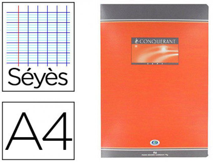 Cahier piqué CONQUERANT sept couverture offset A4 21x29,7cm 96 pages 70g séyès