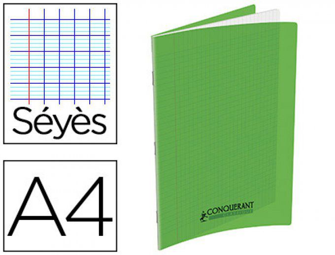Cahier CONQUERANT Polypropylène Format A4 210x297 Grands carreaux 48 Pages