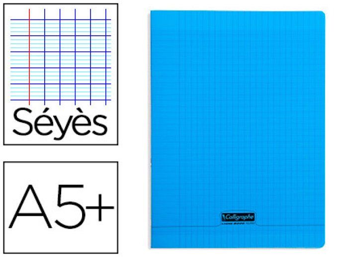 Cahier piqué clairefontaine couverture polypropylène transparente a5+ 17x22cm 96 pages 90g séyès