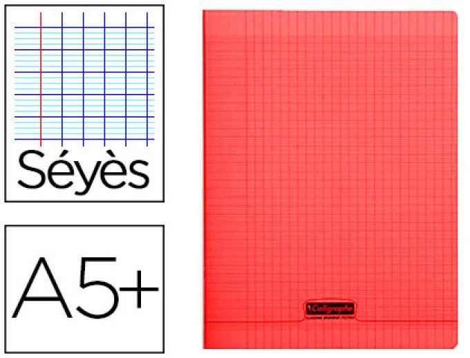 Cahier piqué clairefontaine couverture polypropylène transparente a5+ 17x22cm 96 pages 90g séyès