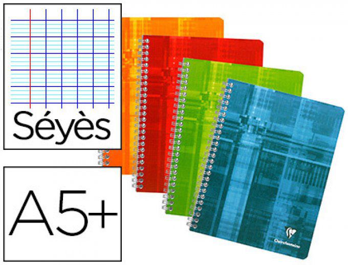 Cahier CLAIREFONTAINE papier velouté couverture pelliculée reliure spirales A5+ 180 p Séyès
