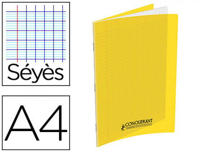 Cahier CONQUERANT Polypropylène Format A4  210x297 Grands carreaux  96 P
