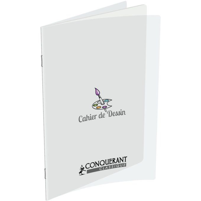 Cahier de dessin 32 pages CONQUERANT, 17x22 cm, uni 90g, couverture PP incolore