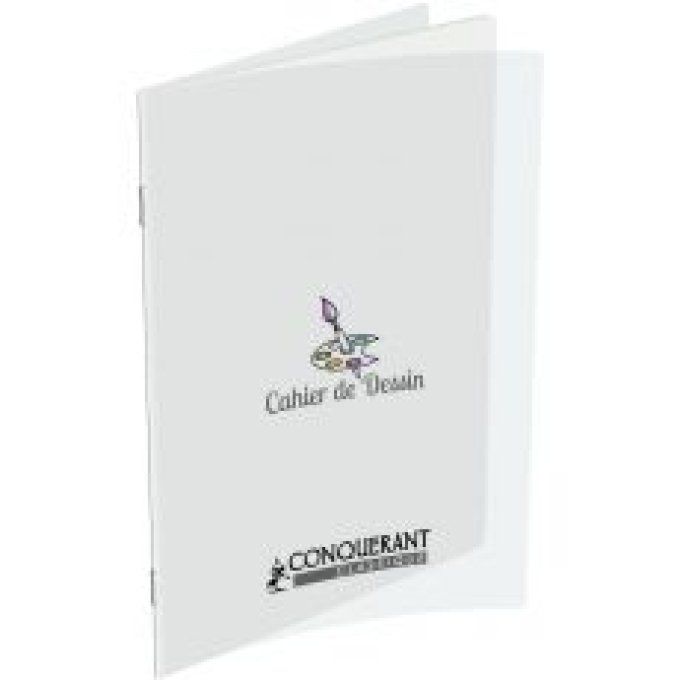 Cahier de dessin 48 pages 24x32 cm CONQUERANT uni 120g, couverture en polypropylène incolore