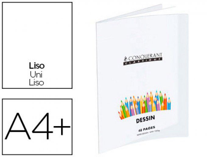 Cahier dessin CONQUERANT Format A4+ Uni 48 p