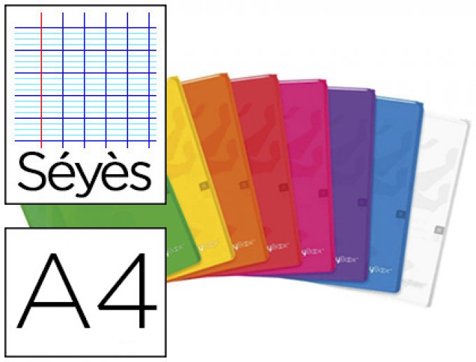 Cahier agrafé OXFORD easybook polypropylène résistant 96 pages 90g séyès format a4 21x29,7cm.