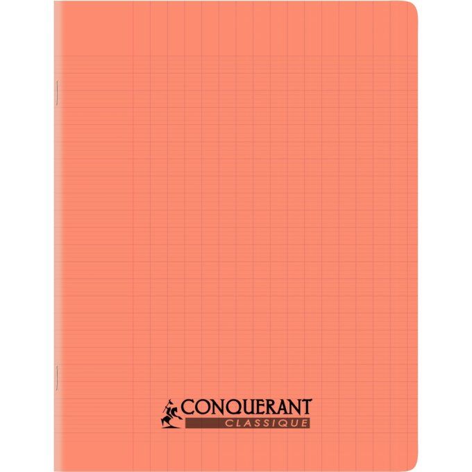 Cahier piqué 32 pages 17x22 cm, seyès 2,5 mm, couverture en polypropylène rouge
