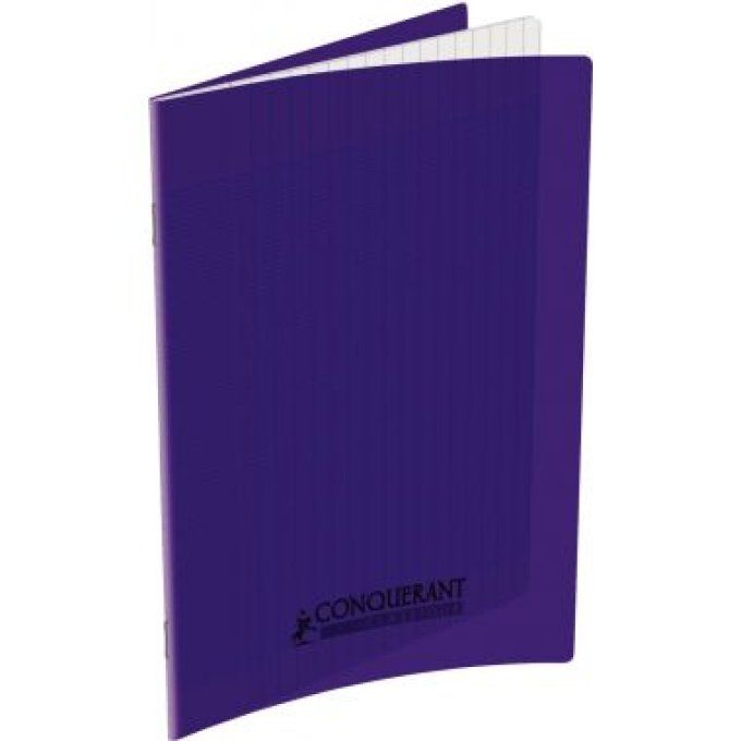 Cahier Polypro Violet 17x22 CONQUERANT Classique Grands Carreaux séyès 48p 90 g
