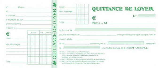 Carnet quittances de loyer 50 feuillets. EXACOMPTA