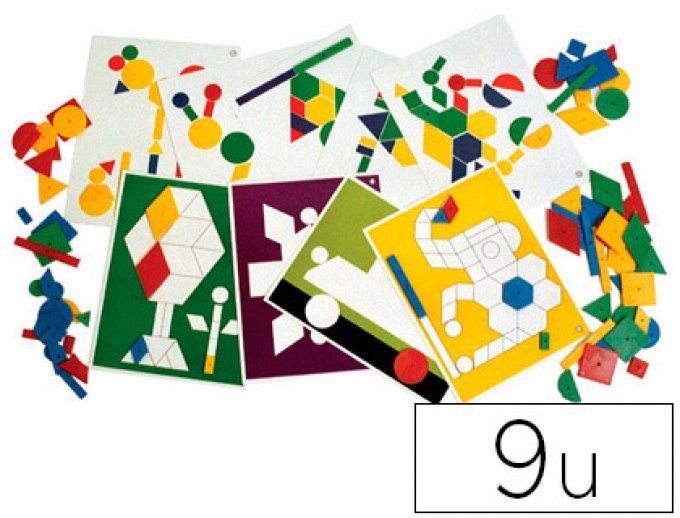 Carte logicolor recto verso 100 pièces formes géométriques coloris vifs rouge vert jaune bleu lot 9