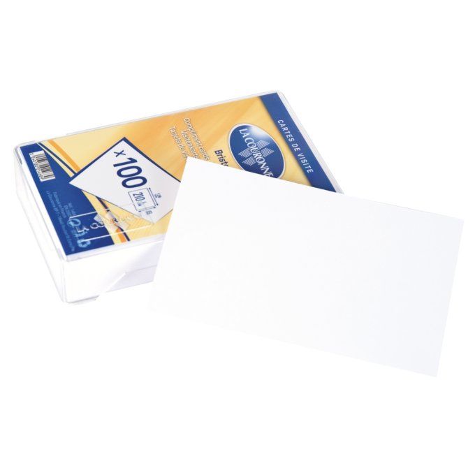 Boite de 100 cartes de visite blanches82X128mm 210g LA COURONNE
