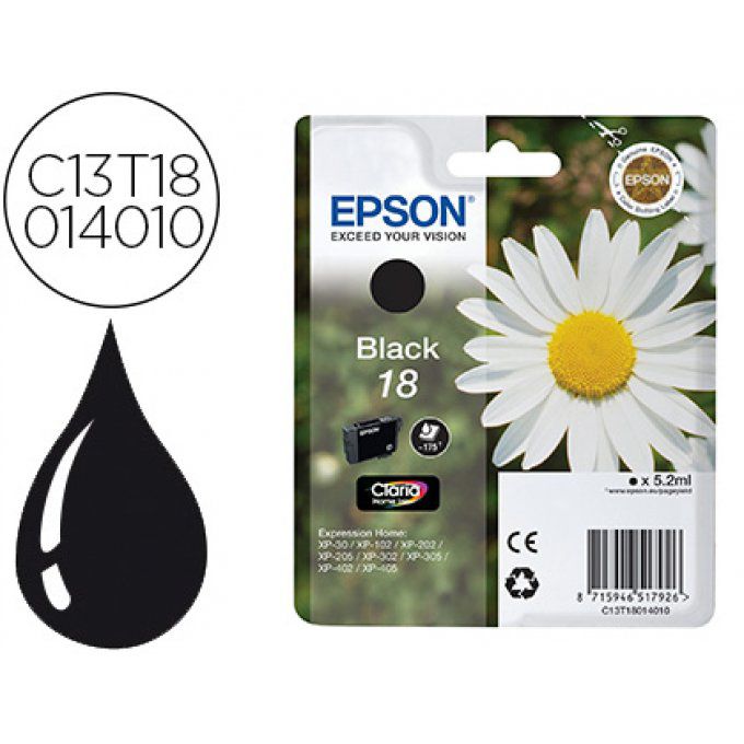 Cartouche d'encre Epson 18 noire 5.2 ML