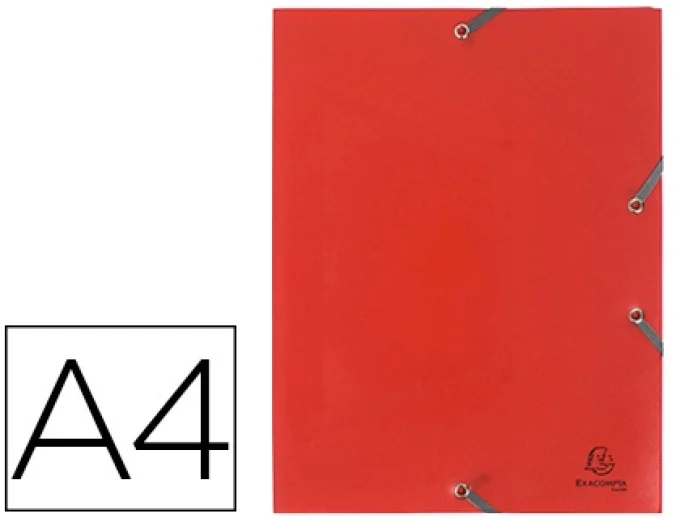 Chemise EXACOMPTA polypropylène 4/10e opaque éco 3 rabats élastiques a4+ 240x320mm coloris rouge.