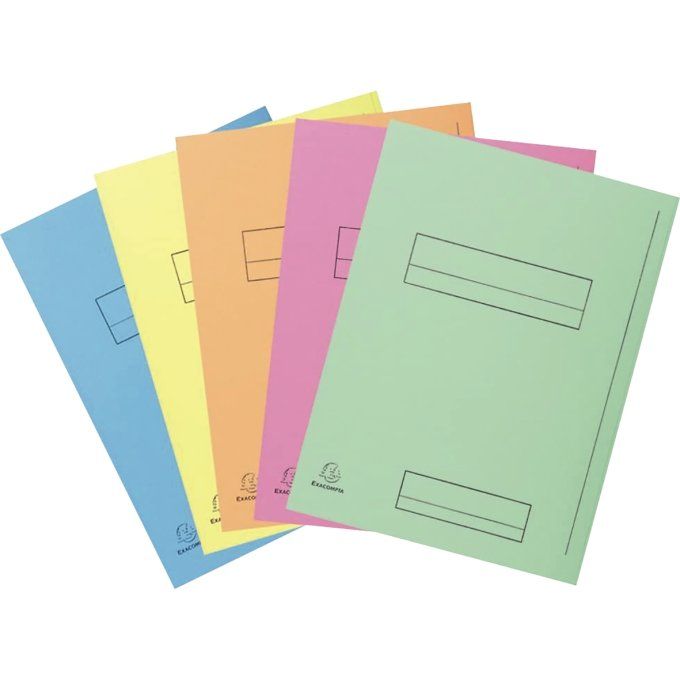 Chemise EXACOMPTA super carte semi rigide 240x320mm 210g imprimée 2 rabats coloris assortis lot 50 u