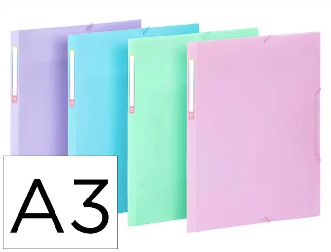 Chemise viquel 3 rabats rainbow pastel pp A3 fermeture elastique coloris aleatoire.