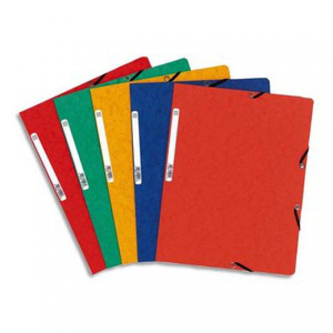  10 chemises sans rabat à élastiques en carte lustrée 390g, coloris assortis. EXACOMPTA