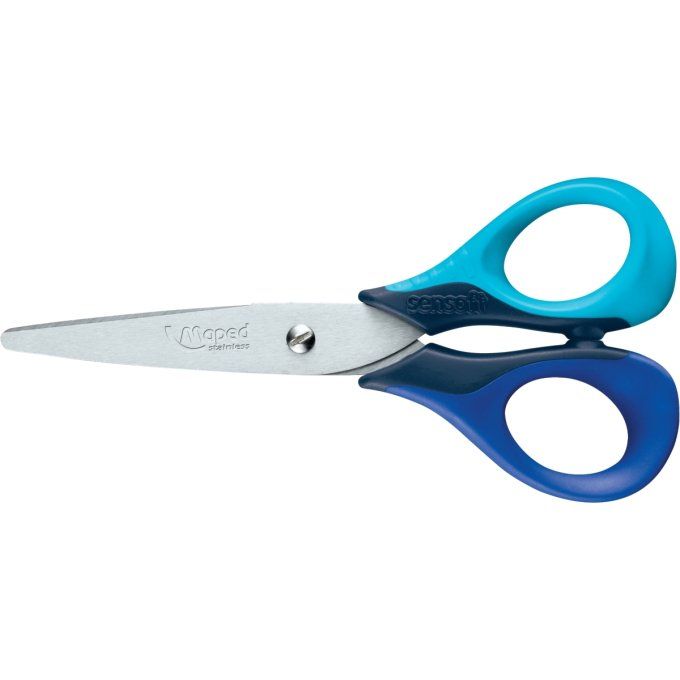 Blister ciseaux Sensoft 13cm MAPED. 3 coloris selon arrivage