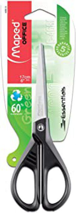 Ciseaux MAPED essentials green lames acier inoxydable 170mm bouts ronds ergonomique droitier/gaucher