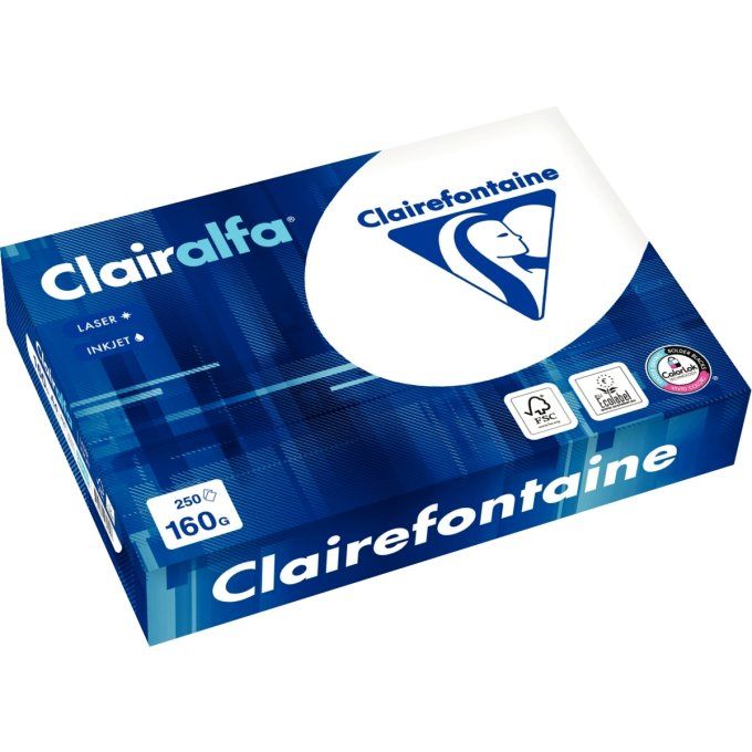 Ramette papier A4 160g CLAIREFONTAINE blanc 250 feuilles 