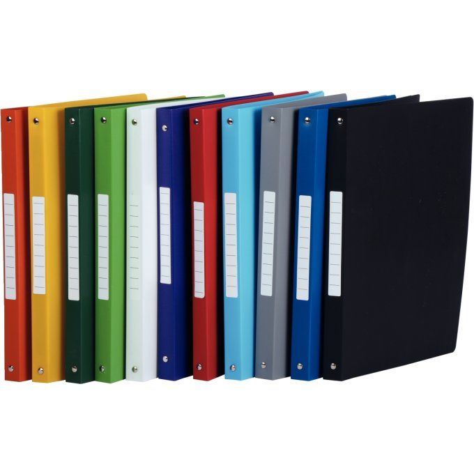 Classeur 4 anneaux en polypropylène opaque, format A4, dos 2,5 cm