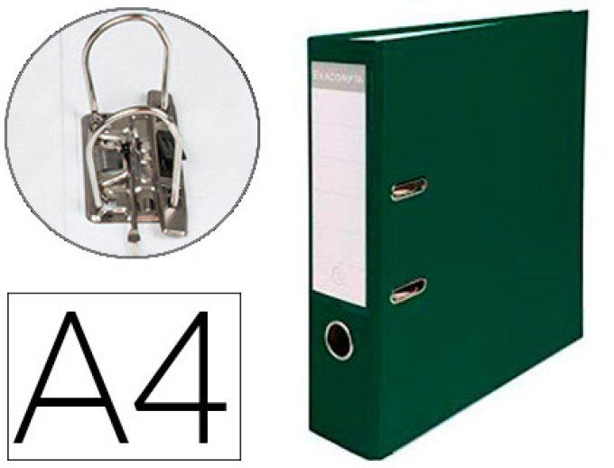 EXACOMPTA Classeur levier exacompta a4 polypropylène 22/10e dos 80mm coloris vert foncé.