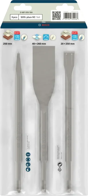 Coffret de burins PRO SDS plus-5C
