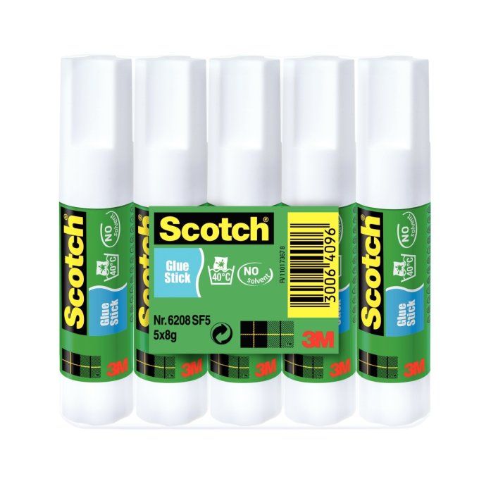 SCOTCH Lot de 5 tubes de colle blanche scotch 8g bâton.