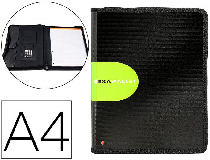 Conférencier EXACOMPTA exawallet polypropylène avec calculatrice bloc papier a4