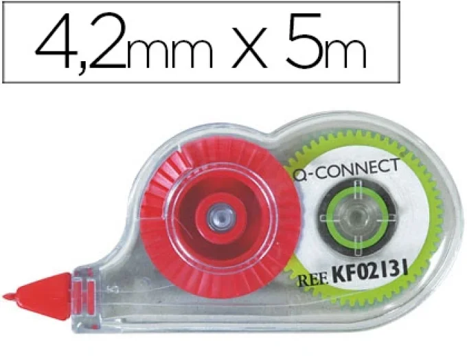 Correcteur Q-CONNECT dévidoir mini ruban 4.2mmx5m application frontale réecriture immédiate blister.