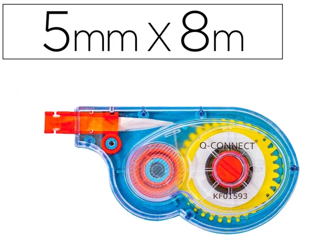 Correcteur Q-CONNECT dévidoir ruban 5mmx8m correction latérale réécriture immédiate invisible photoc