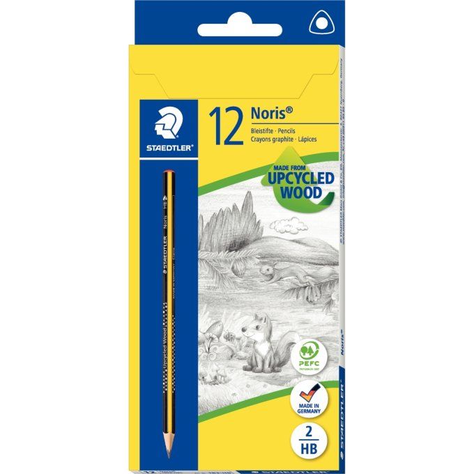 STAEDTLER Boîte de 12 crayons graphite HB Noris Eco 183. Crayon graphite haute qualité