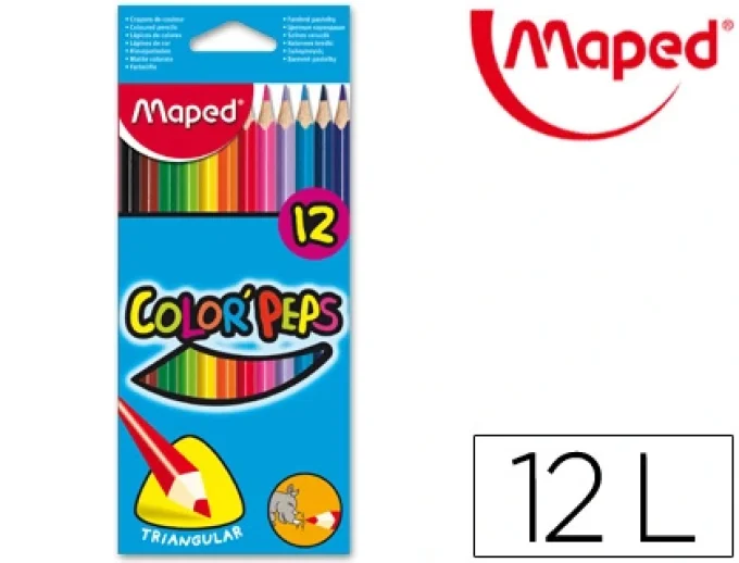 Crayon couleur MAPED  color pep's triangulaire mine tendre résistante sans écharde coloris lumineux