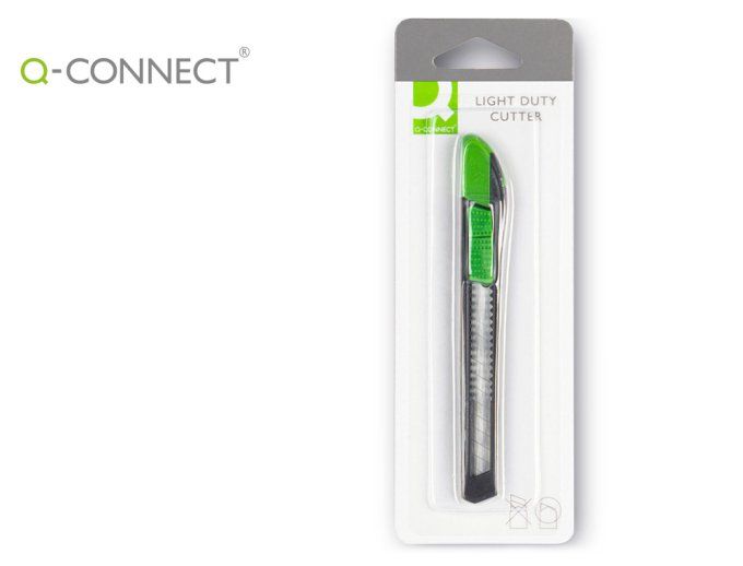 Cutter q-connect plastique lame acier prédécoupé rétractable interchangeable 9mm longueur 135mm.