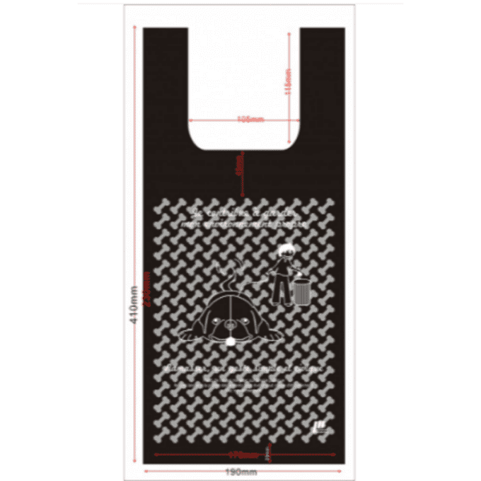 Carton de 4000 Sacs bretelles noir PEHD déjections canines sur rouleau