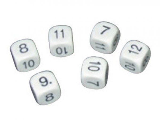 Dés éducatifs culture club 2000 16mm chiffres 1/12 divers signes mathématiques 30 unités.